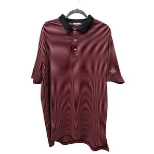 Peter  Millar Summer Comfort Polo Shirt Men's XL Red Black Stripe The Foundry